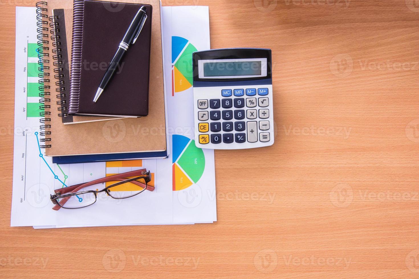 Wooden office desk table. photo