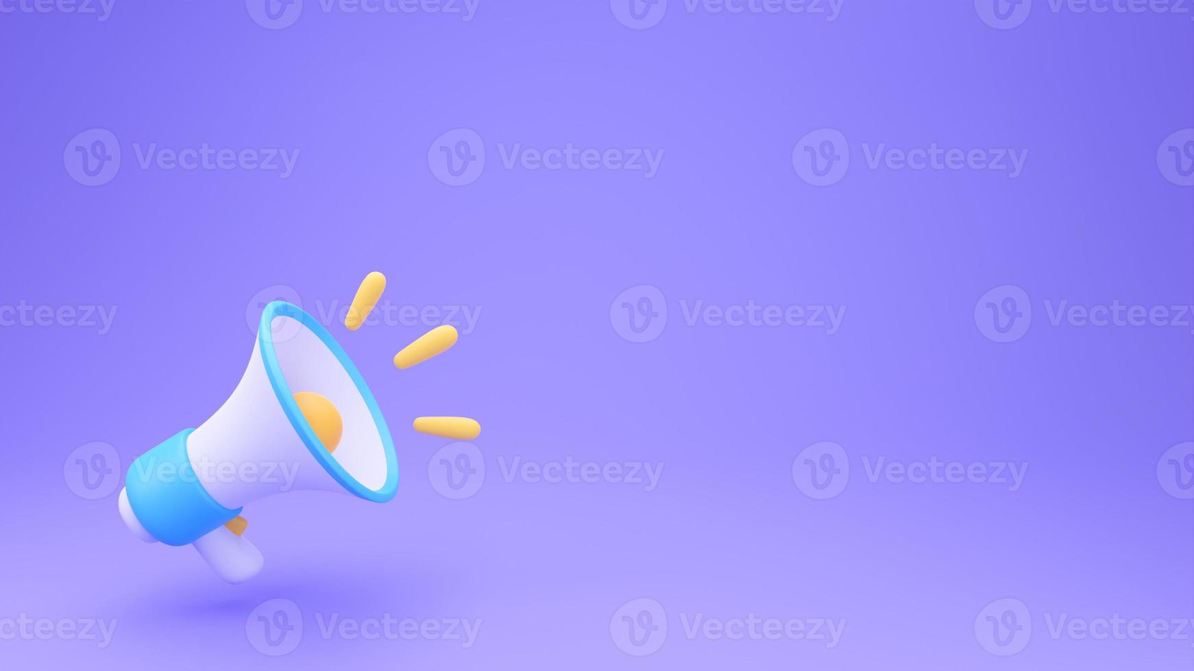 megaphone announcement product promotion alert. 3d illustration background. photo