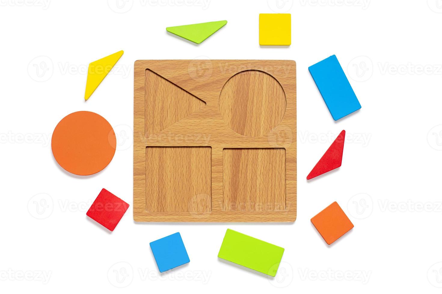 Set of shape Montessori style toys Children wooden eco friendly logic games for preschool kids Playthings for baby development. Collection of educational elements for early childhood development photo