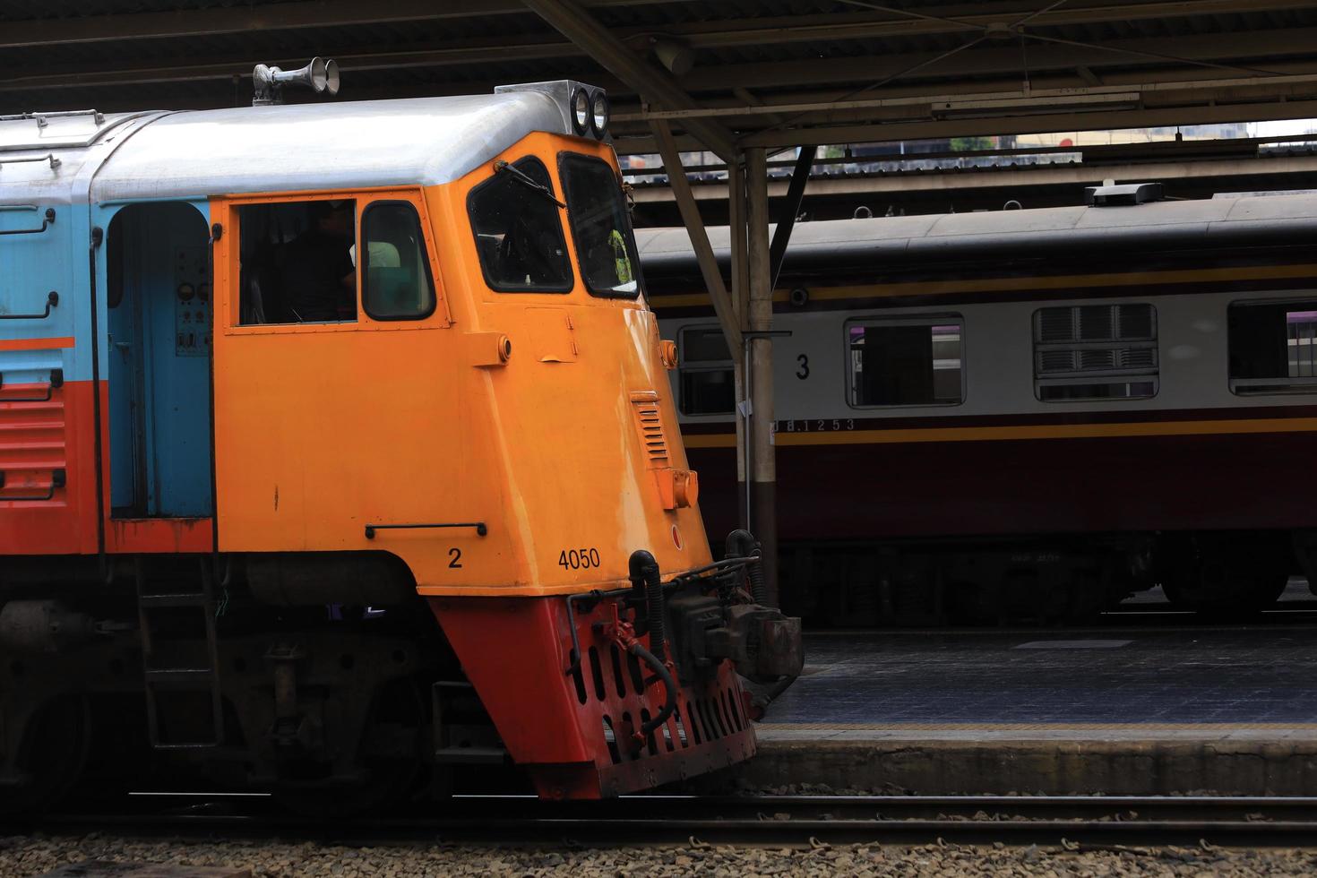 Bangkok, Thailand - October 29  Train at Hua Lamphong Railway Station on October 29, 2022 in Bangkok, Thailand. photo