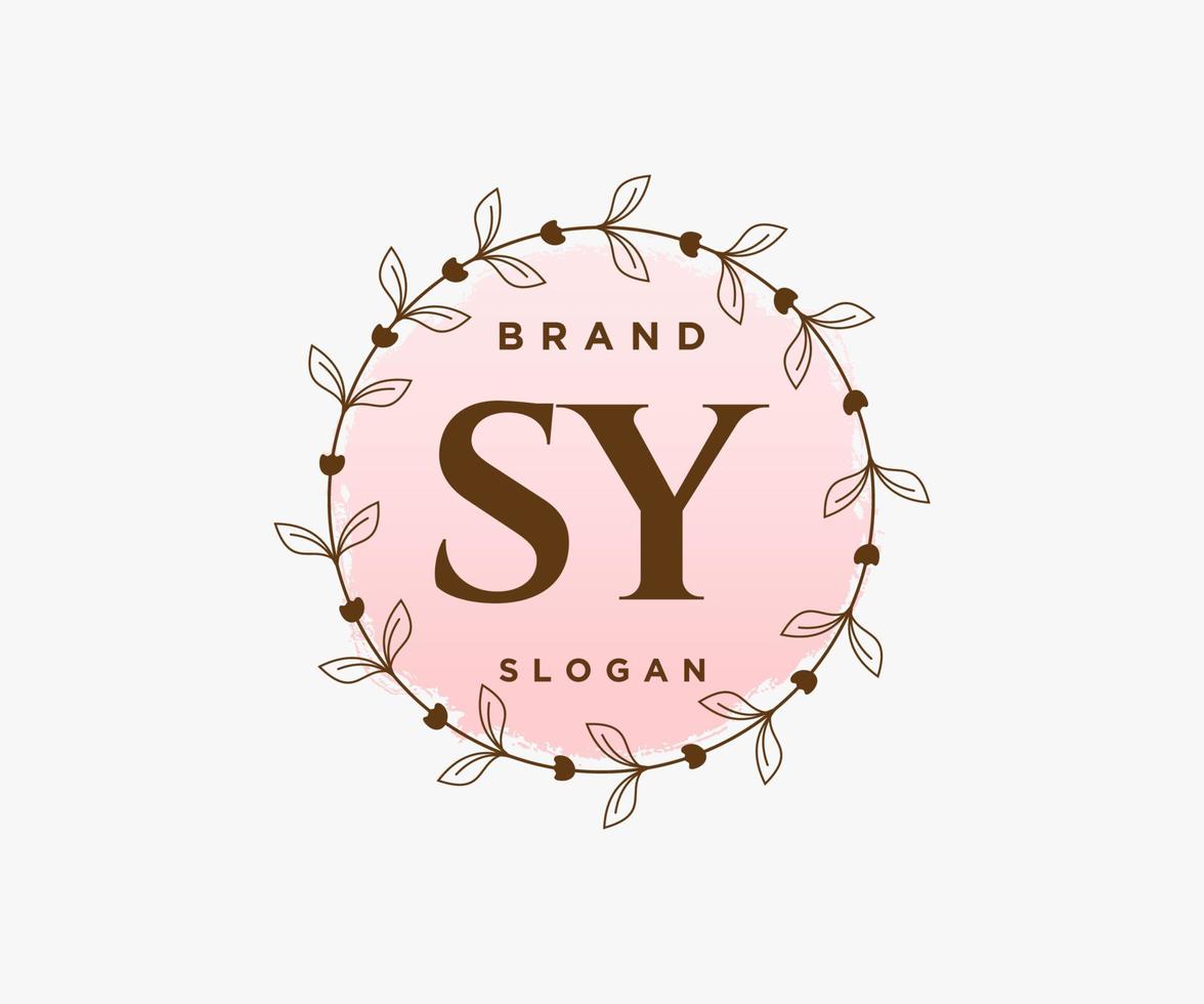 Initial SY feminine logo. Usable for Nature, Salon, Spa, Cosmetic and Beauty Logos. Flat Vector Logo Design Template Element.