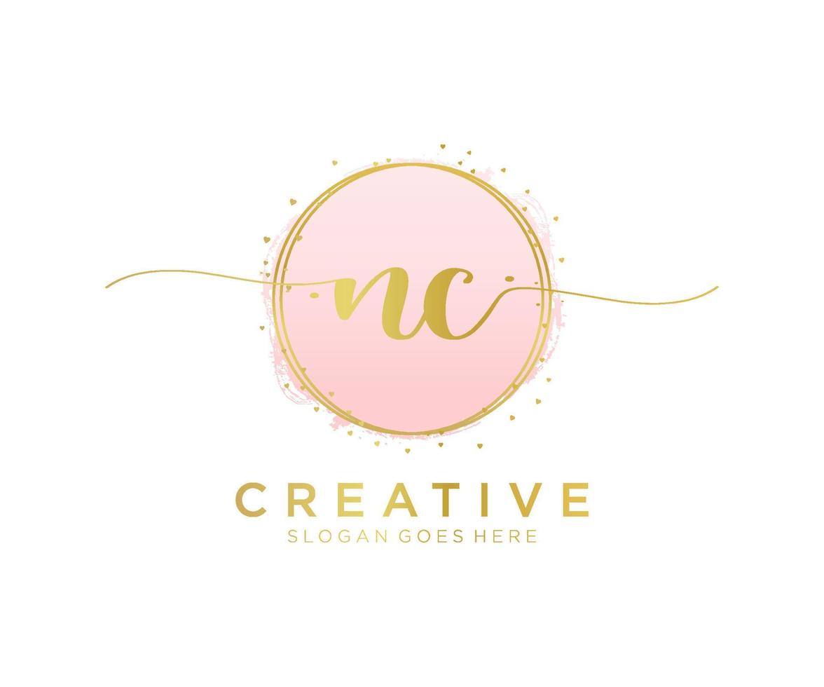 Initial NC feminine logo. Usable for Nature, Salon, Spa, Cosmetic and Beauty Logos. Flat Vector Logo Design Template Element.