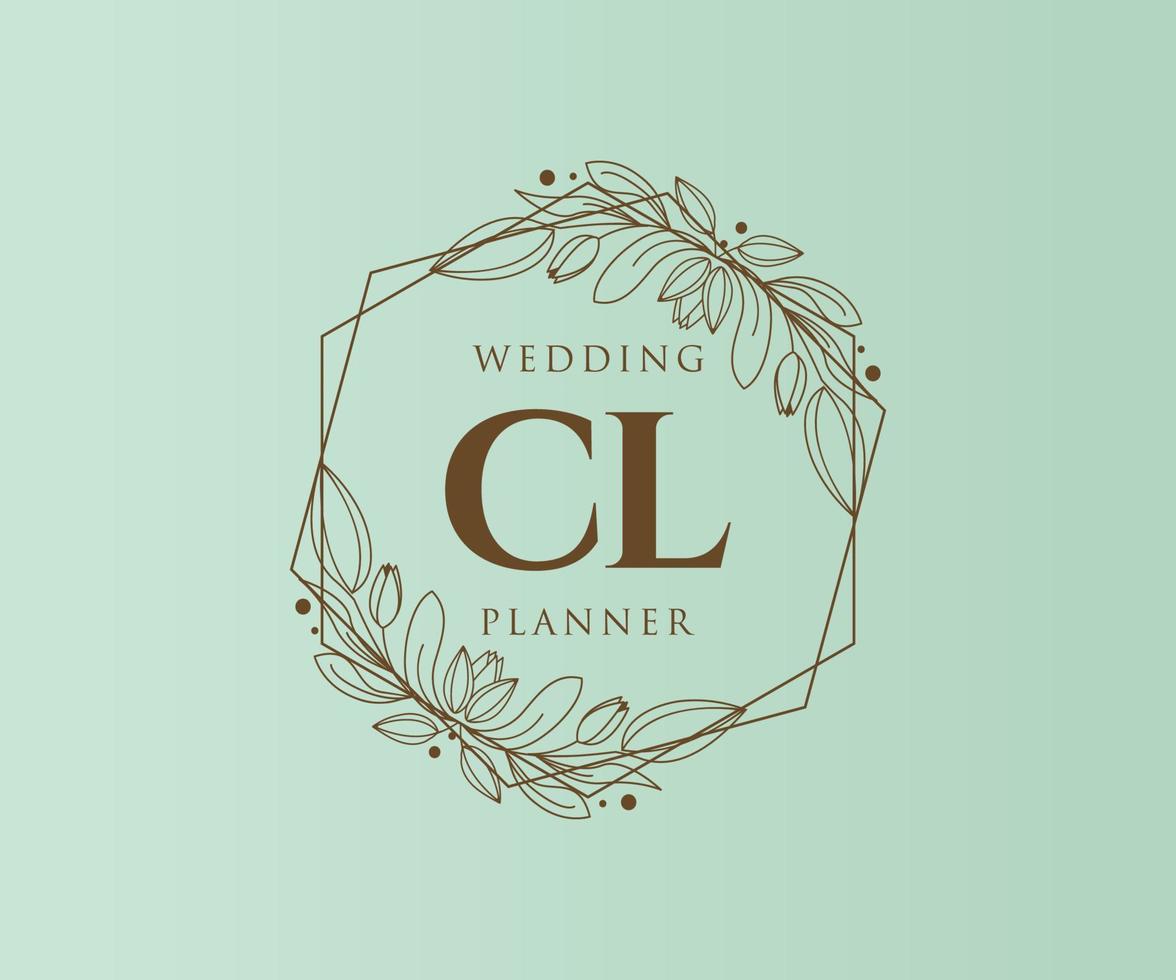 colección de logotipos de monograma de boda con letras iniciales cl, plantillas florales y minimalistas modernas dibujadas a mano para tarjetas de invitación, guardar la fecha, identidad elegante para restaurante, boutique, café en vector