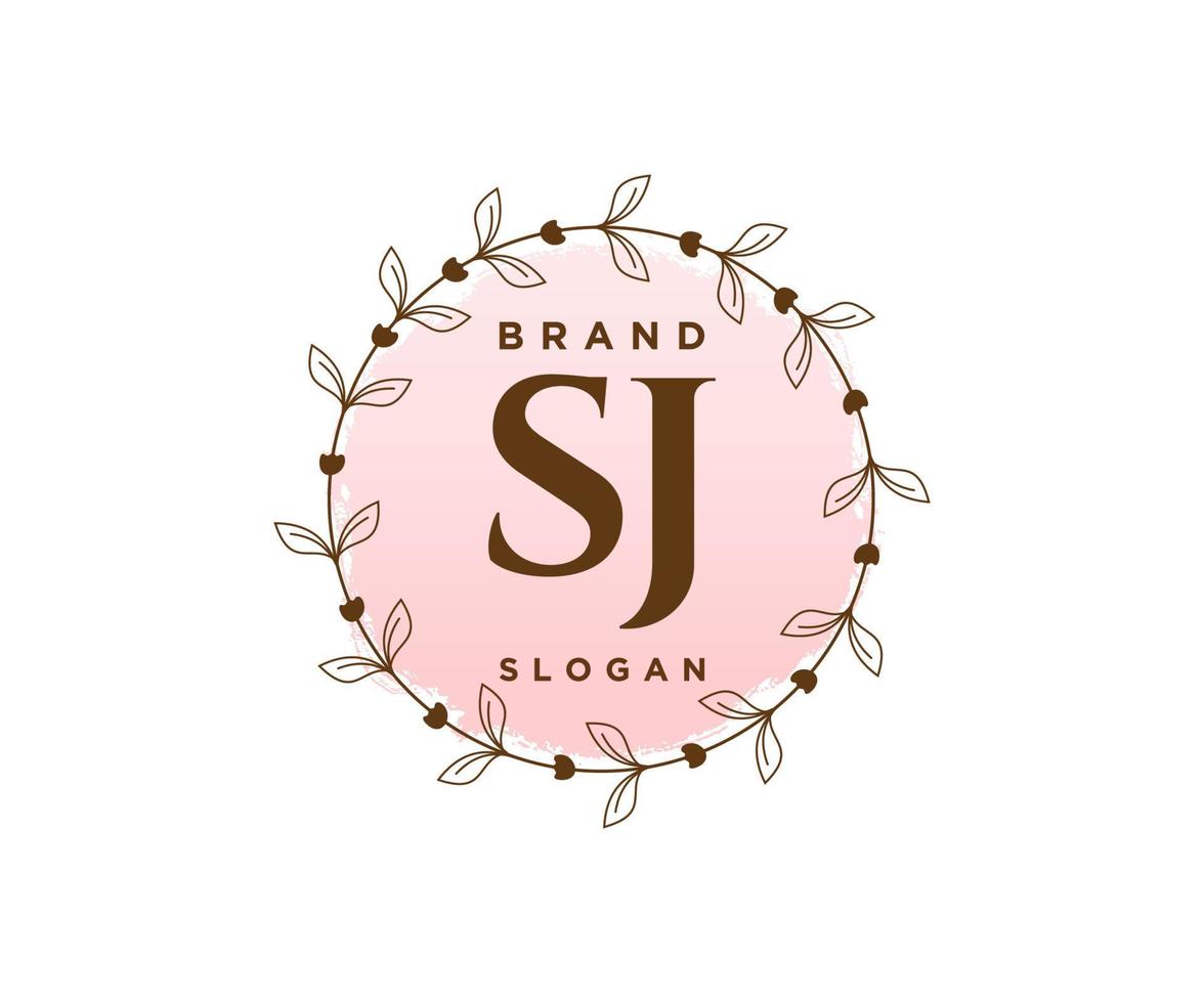 Initial SJ feminine logo. Usable for Nature, Salon, Spa, Cosmetic and Beauty Logos. Flat Vector Logo Design Template Element.