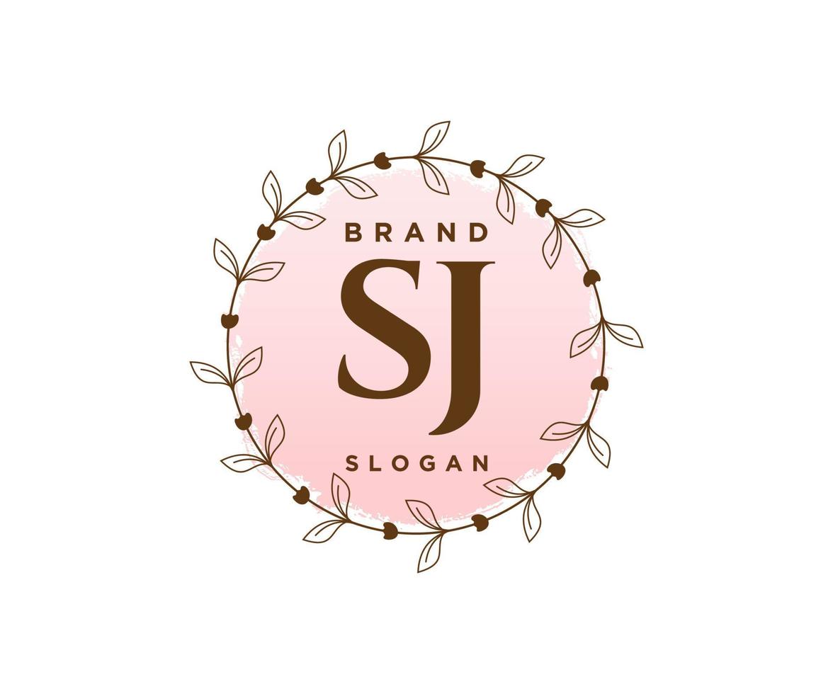 logotipo femenino inicial sj. utilizable para logotipos de naturaleza, salón, spa, cosmética y belleza. elemento de plantilla de diseño de logotipo de vector plano.