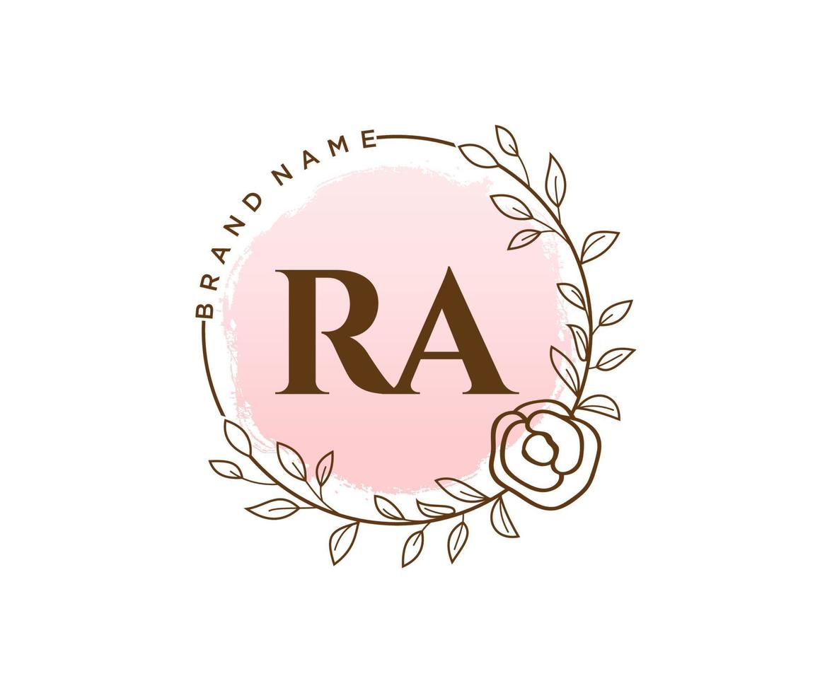 Initial RA feminine logo. Usable for Nature, Salon, Spa, Cosmetic and Beauty Logos. Flat Vector Logo Design Template Element.