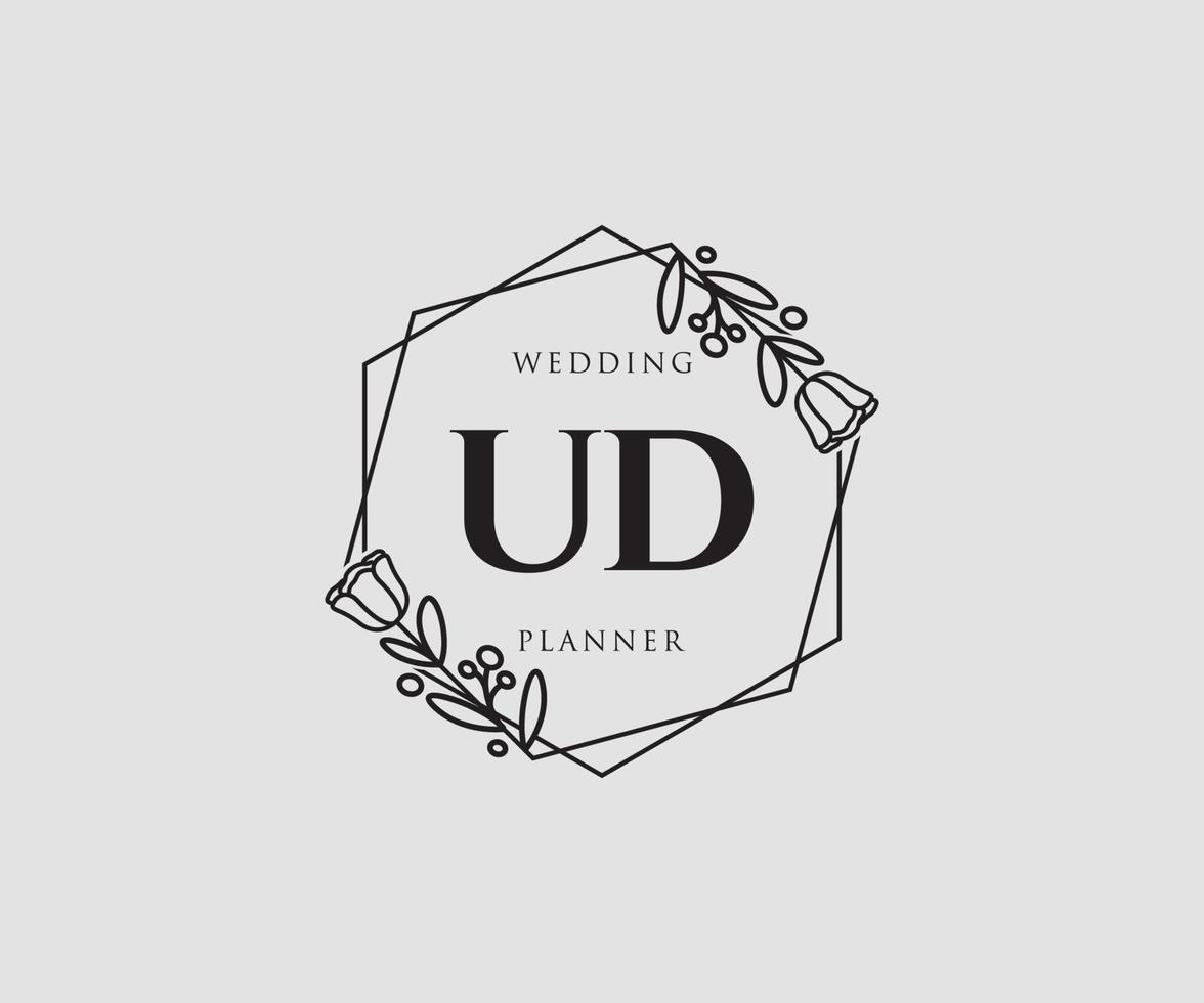 Initial UD feminine logo. Usable for Nature, Salon, Spa, Cosmetic and Beauty Logos. Flat Vector Logo Design Template Element.