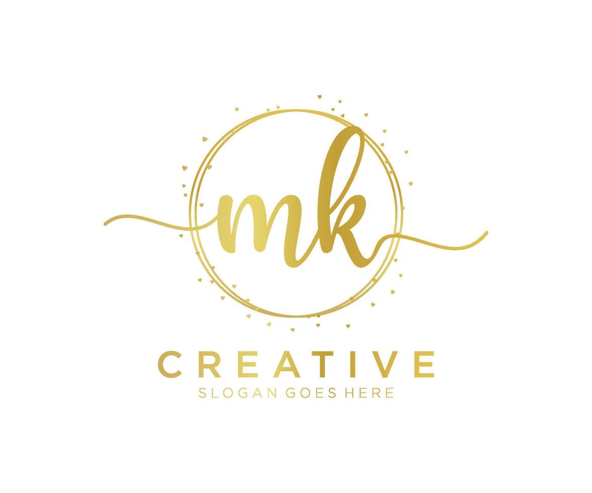 Initial MK feminine logo. Usable for Nature, Salon, Spa, Cosmetic and Beauty Logos. Flat Vector Logo Design Template Element.