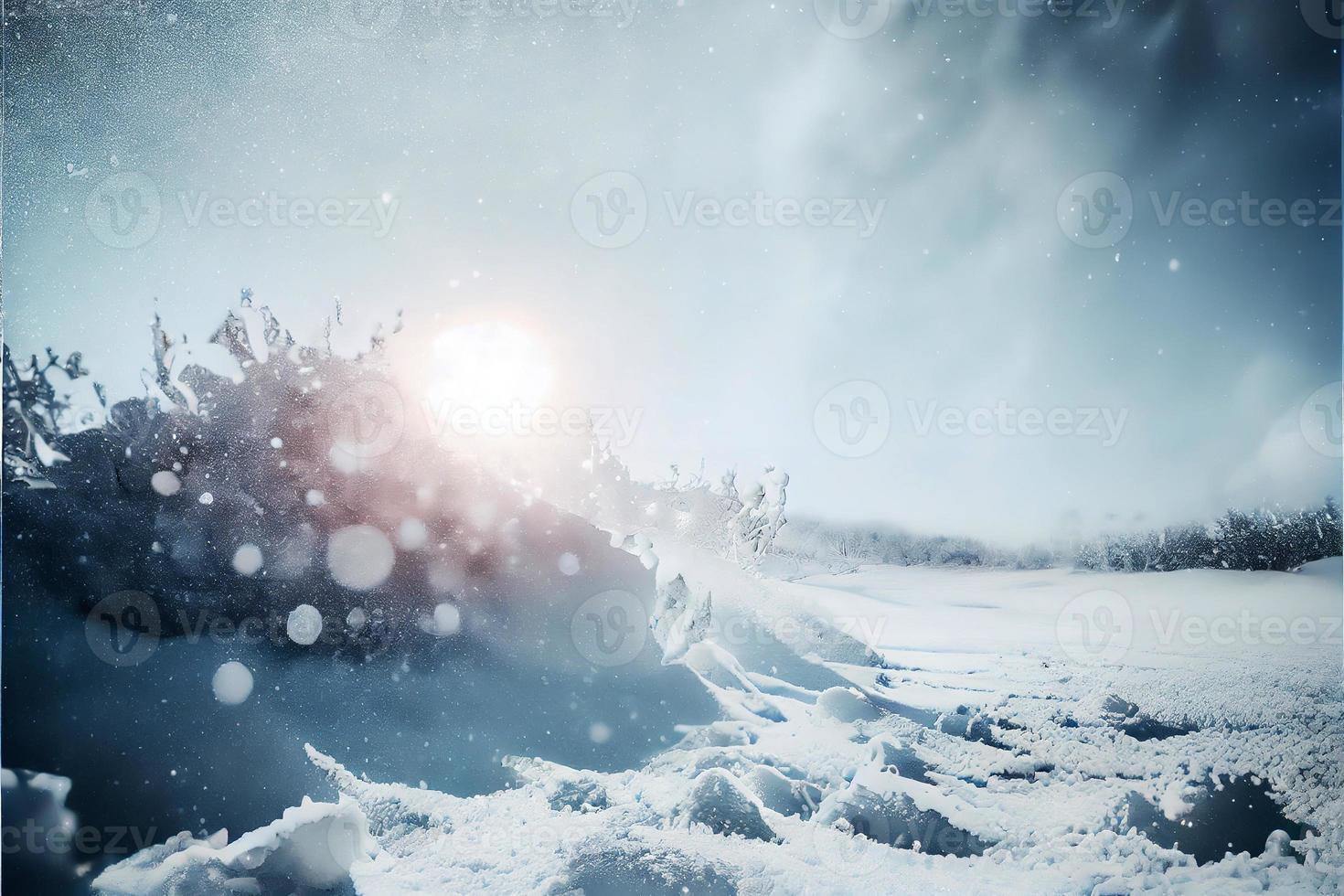 Winter background of snow and frost photo