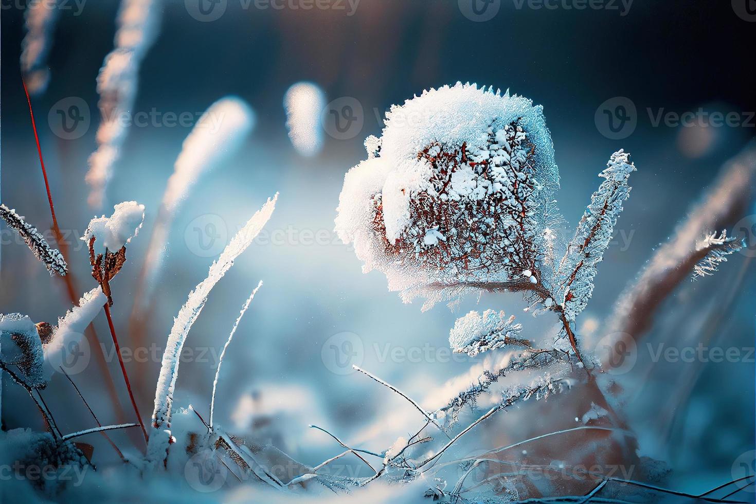 fondo de invierno de nieve y escarcha foto