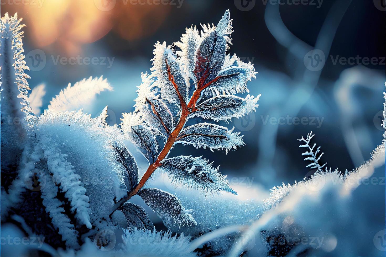 Winter background of snow and frost photo