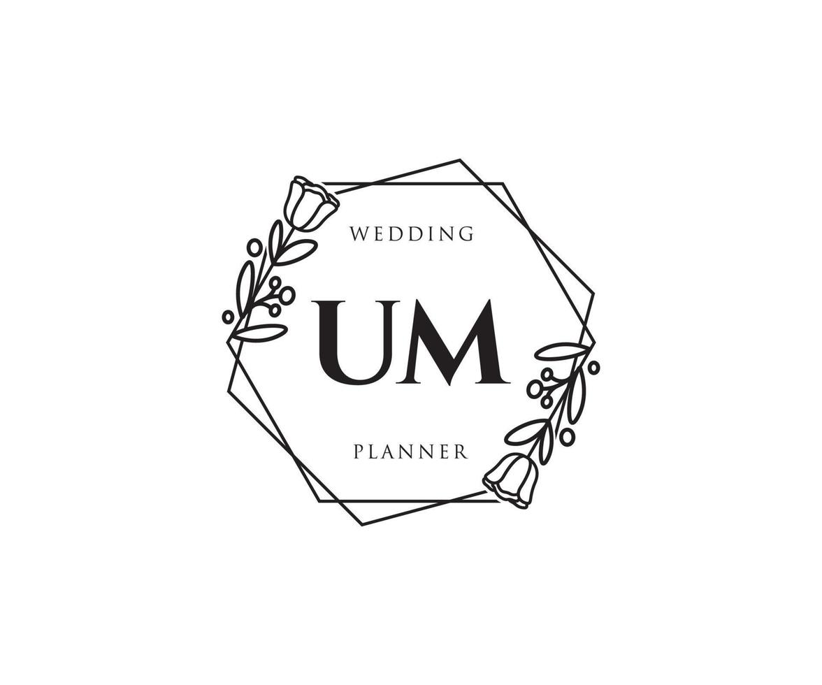 Initial UM feminine logo. Usable for Nature, Salon, Spa, Cosmetic and Beauty Logos. Flat Vector Logo Design Template Element.