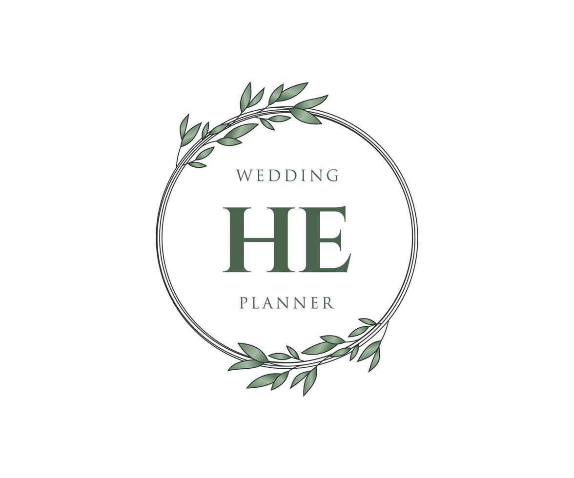 colección de logotipos de monograma de boda con letras iniciales, plantillas florales y minimalistas modernas dibujadas a mano para tarjetas de invitación, guardar la fecha, identidad elegante para restaurante, boutique, café en vector