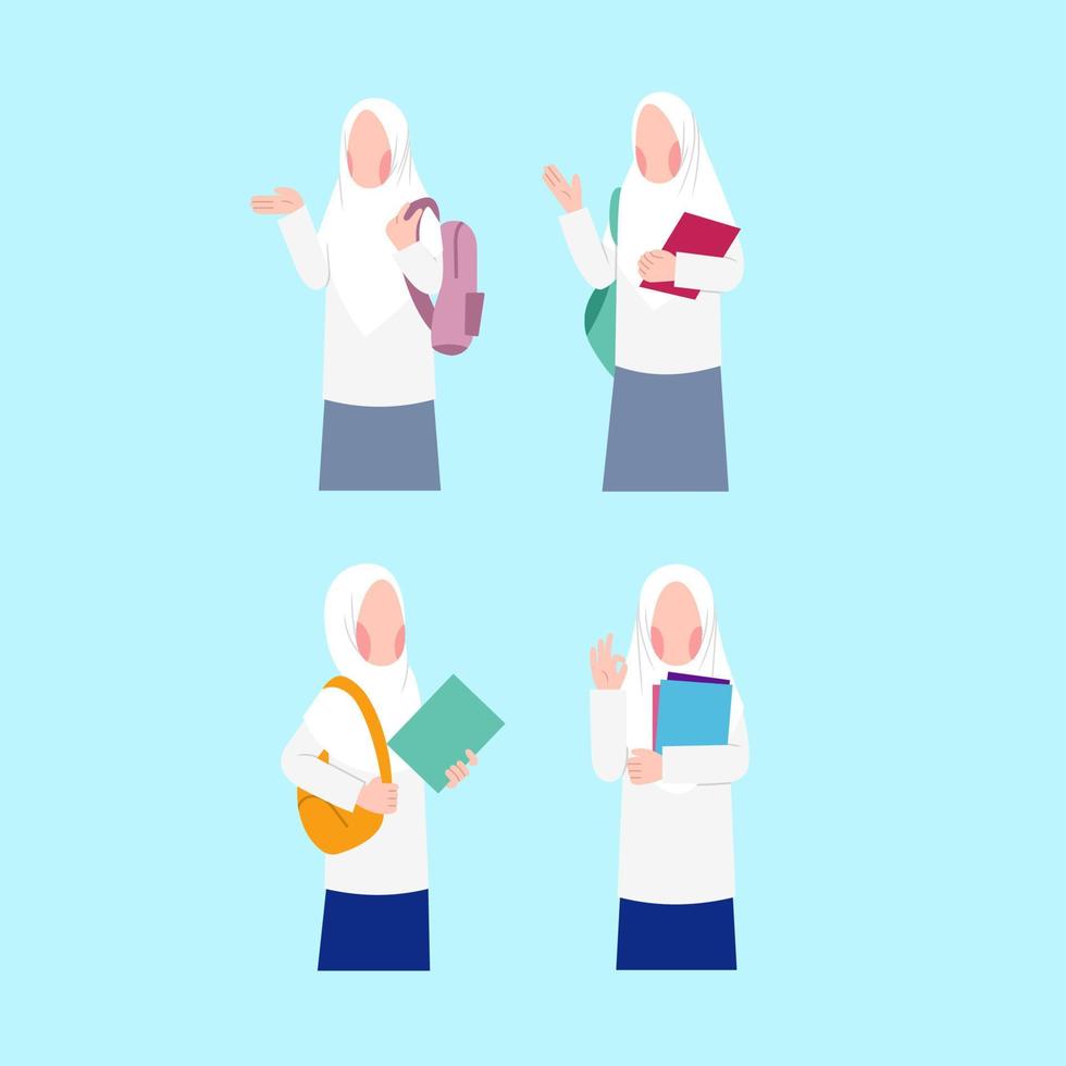 Set Of Indonesian Muslim Student Character vector