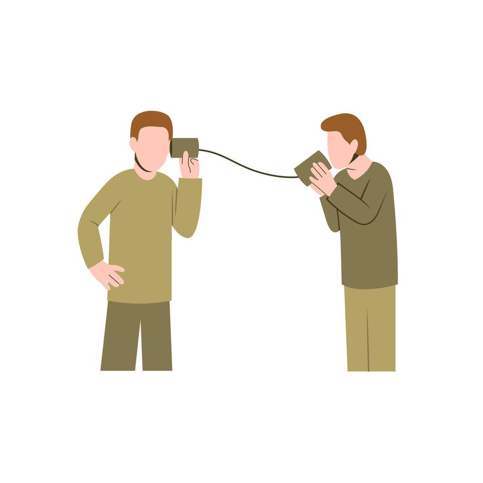 Men Talking Through Tin Phone vector