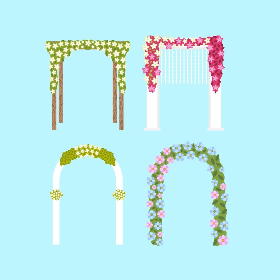 conjunto de ilustración de arco de boda vector