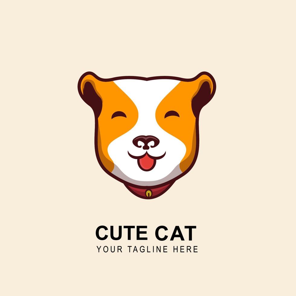 pet logo cute cat head design character, pet shop logo design stock vector illustrations.