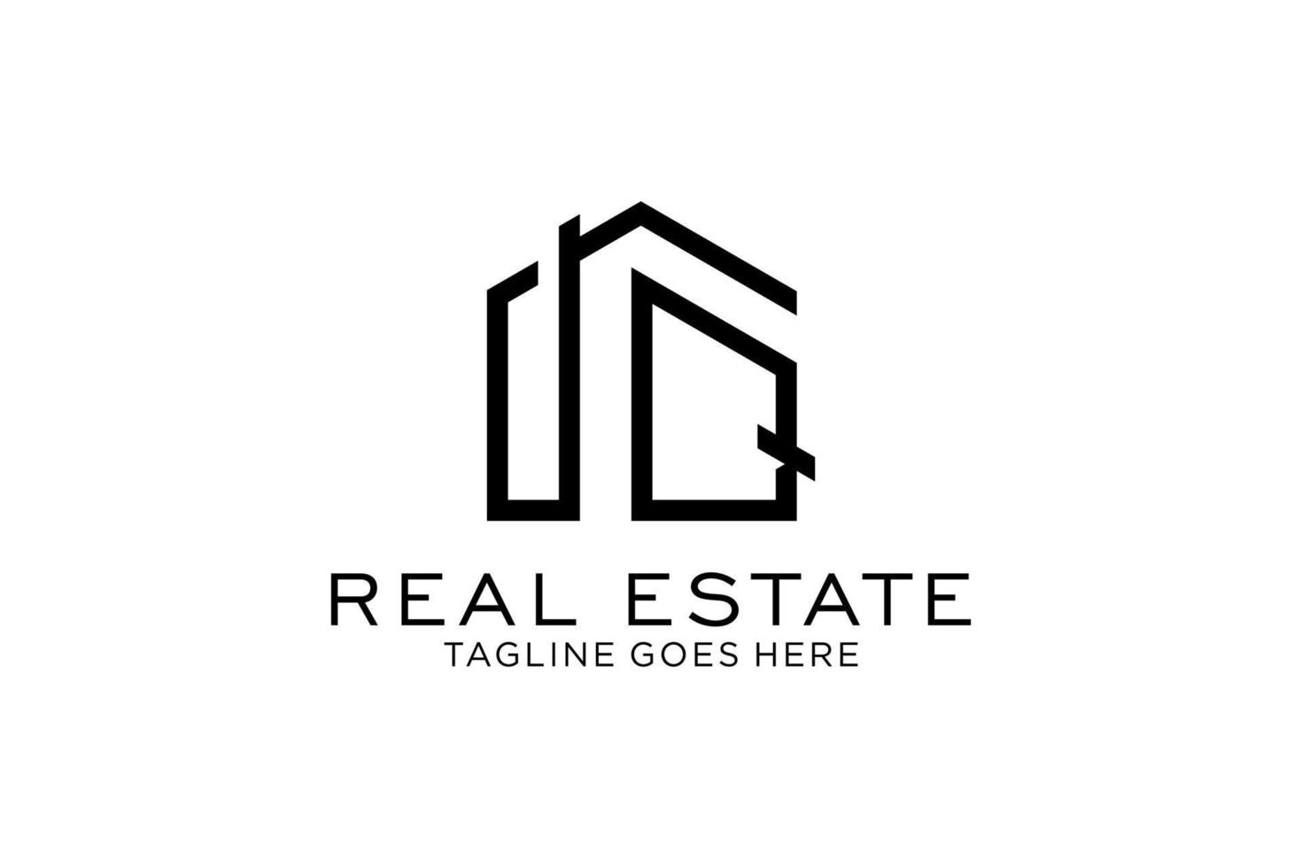 Letter Q Simple modern building architecture logo design with line art skyscraper graphic vector