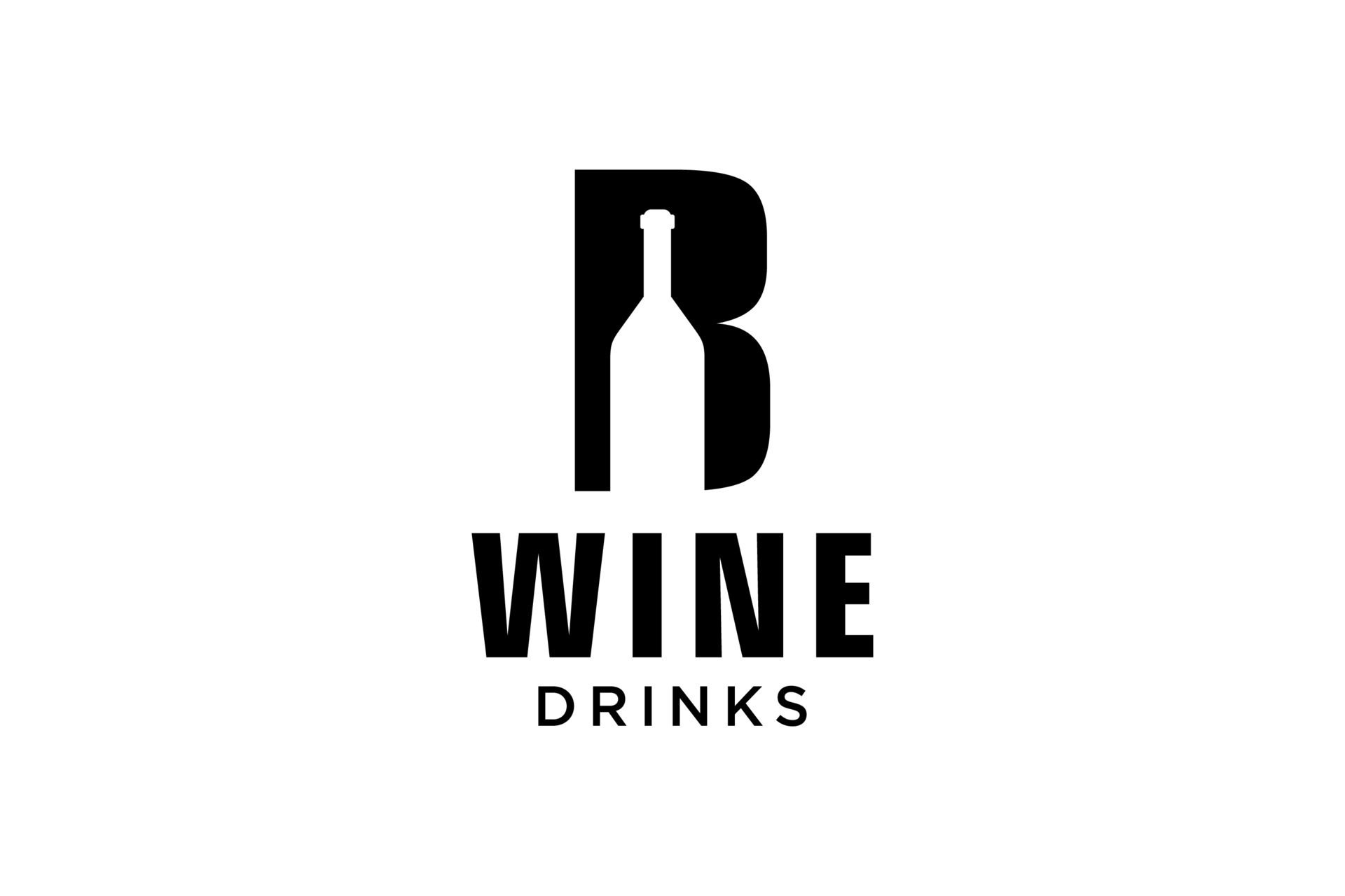initial letter B with wine bottle logo design template 14944994 Vector