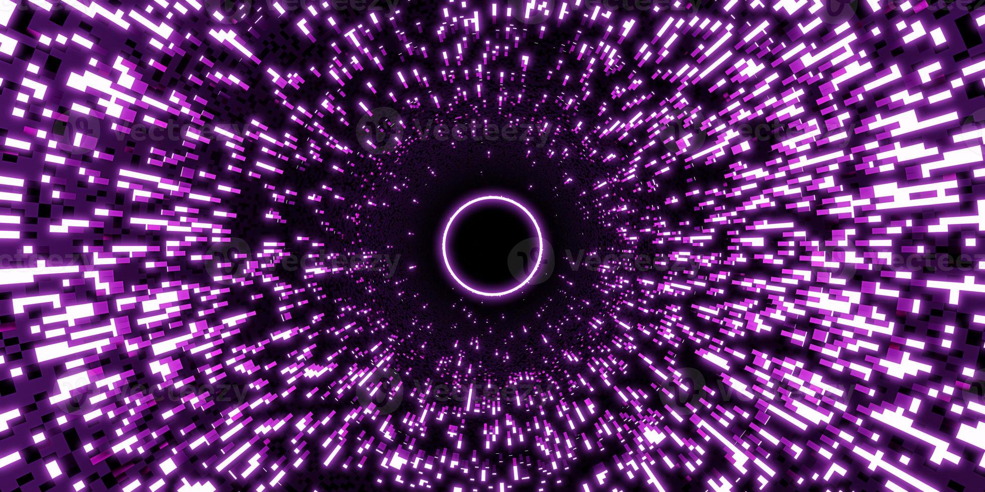 technology tunnel Modern abstract and neon light Pipes Pixel hole 3D illustration photo