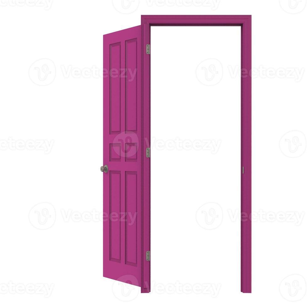 open isolated pink door closed 3d illustration rendering photo