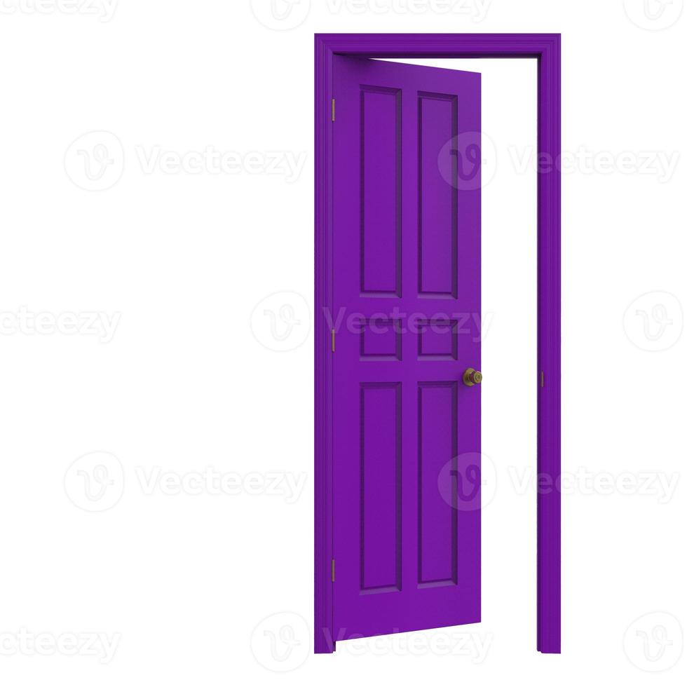 open isolated door closed 3d illustration purple rendering photo