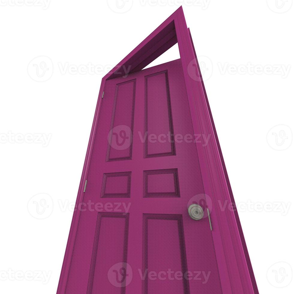 open isolated pink door closed 3d illustration rendering photo