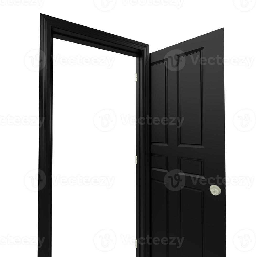 open isolated black door closed 3d illustration rendering photo