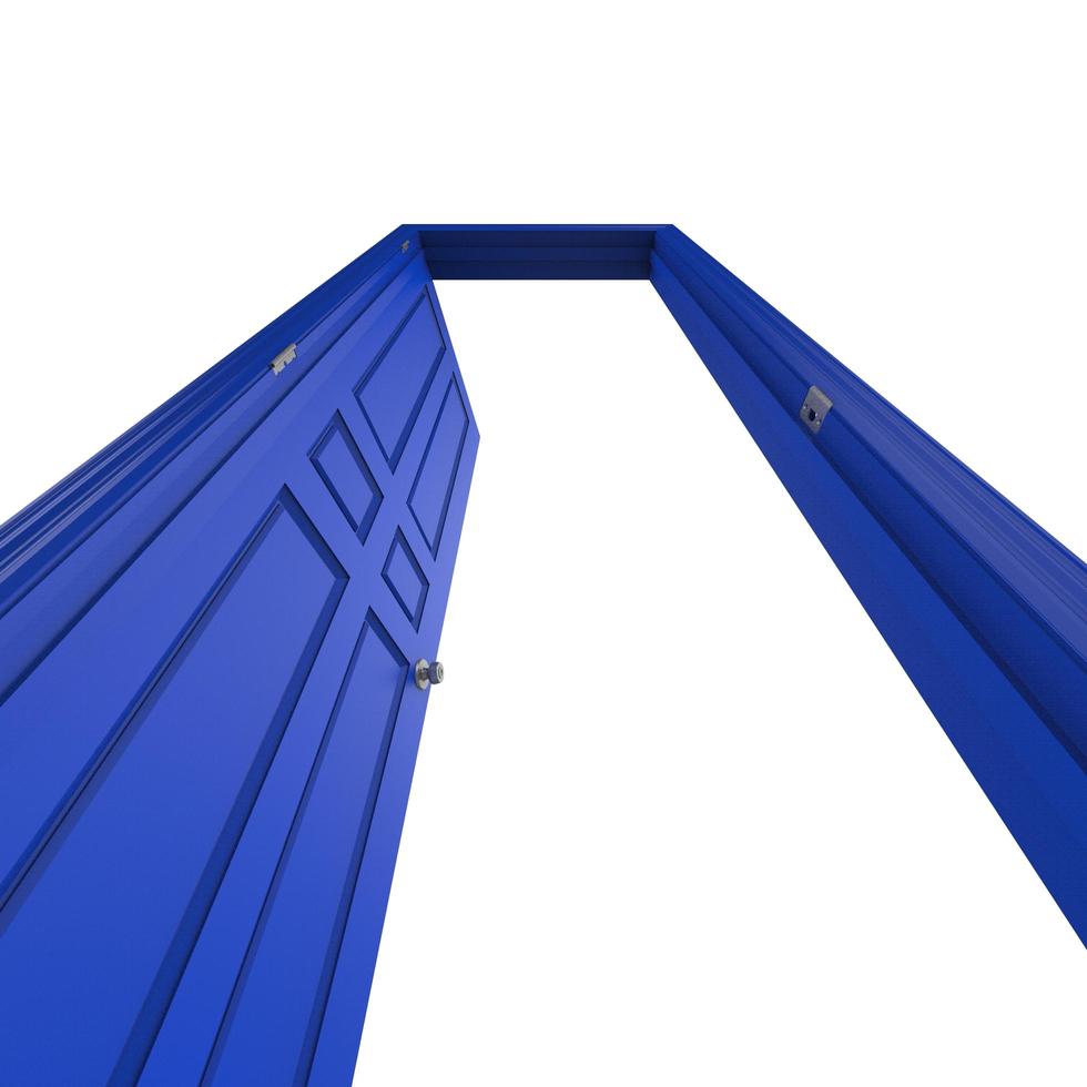 puerta azul aislada abierta cerrada ilustración 3d renderizado foto