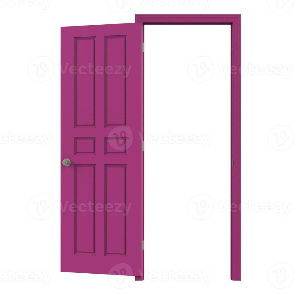 open isolated pink door closed 3d illustration rendering photo