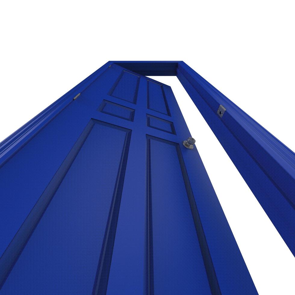 open isolated blue door closed 3d illustration rendering photo