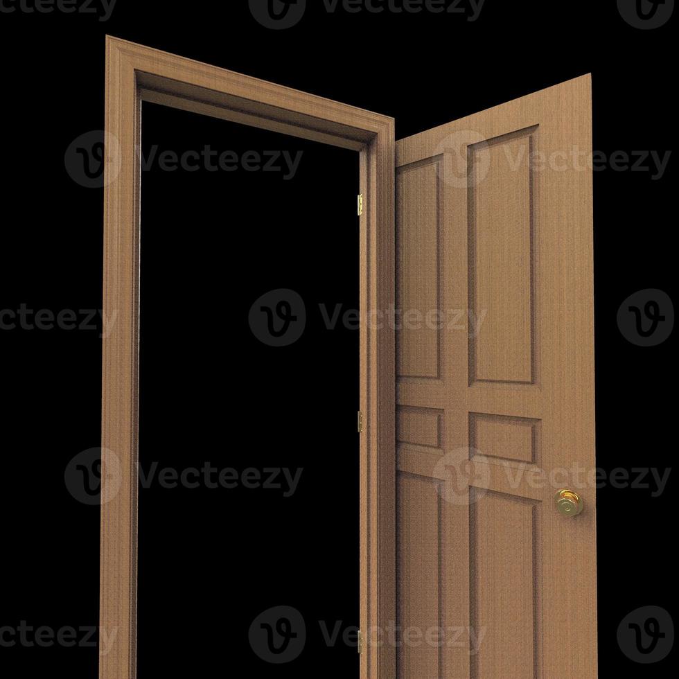 open wood isolated door closed wooden 3d illustration rendering photo