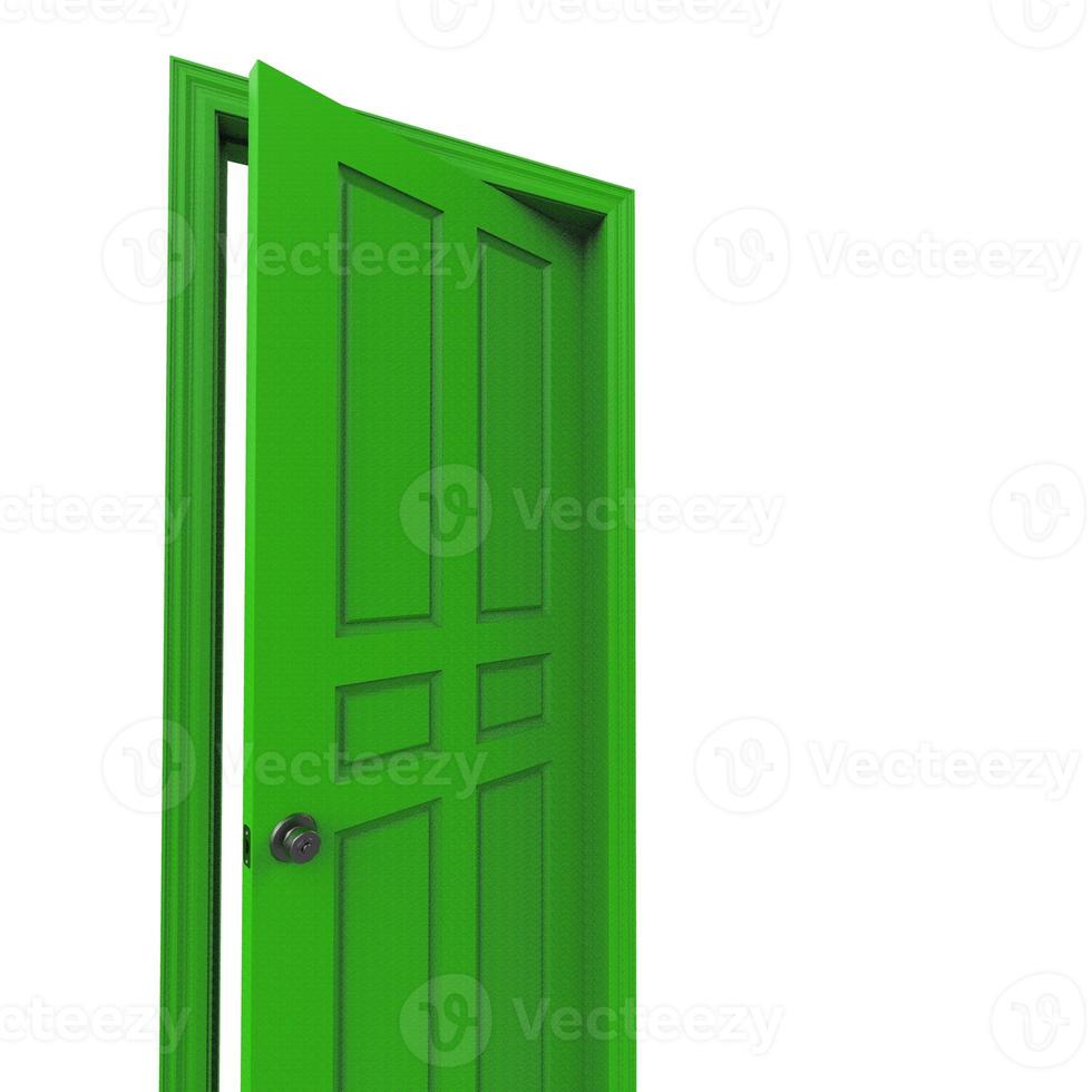 open green isolated door closed 3d illustration rendering photo