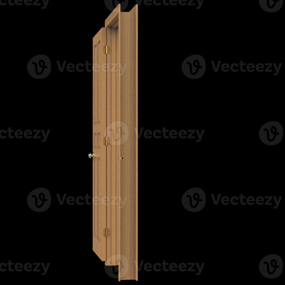 open wood isolated door closed wooden 3d illustration rendering photo