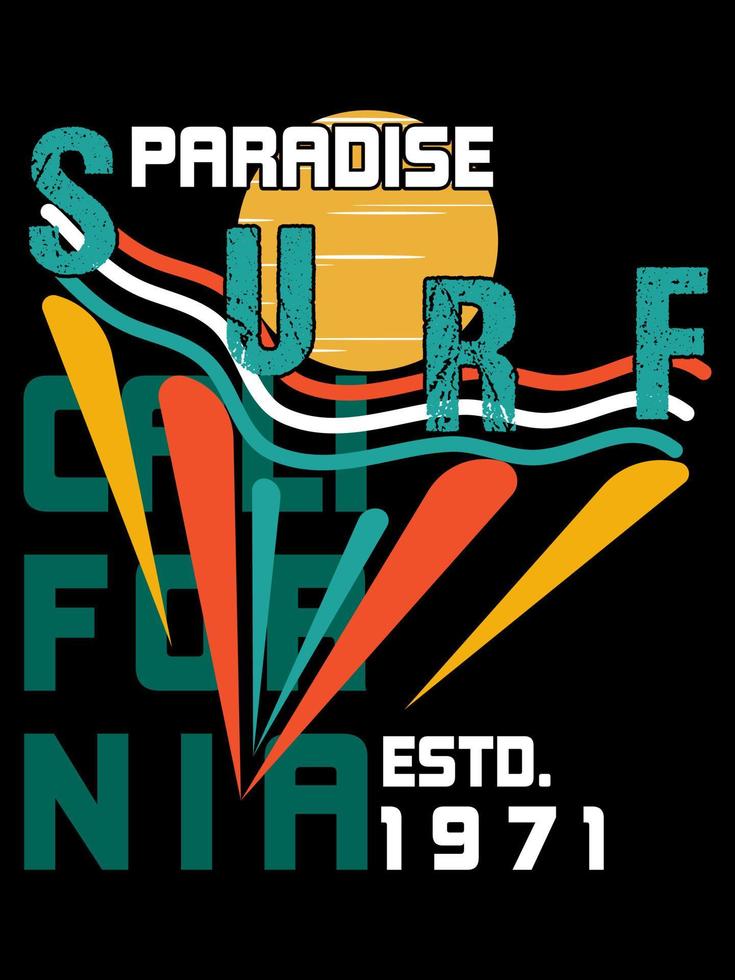 diseño de camiseta de tipografía de california surf paradise vector