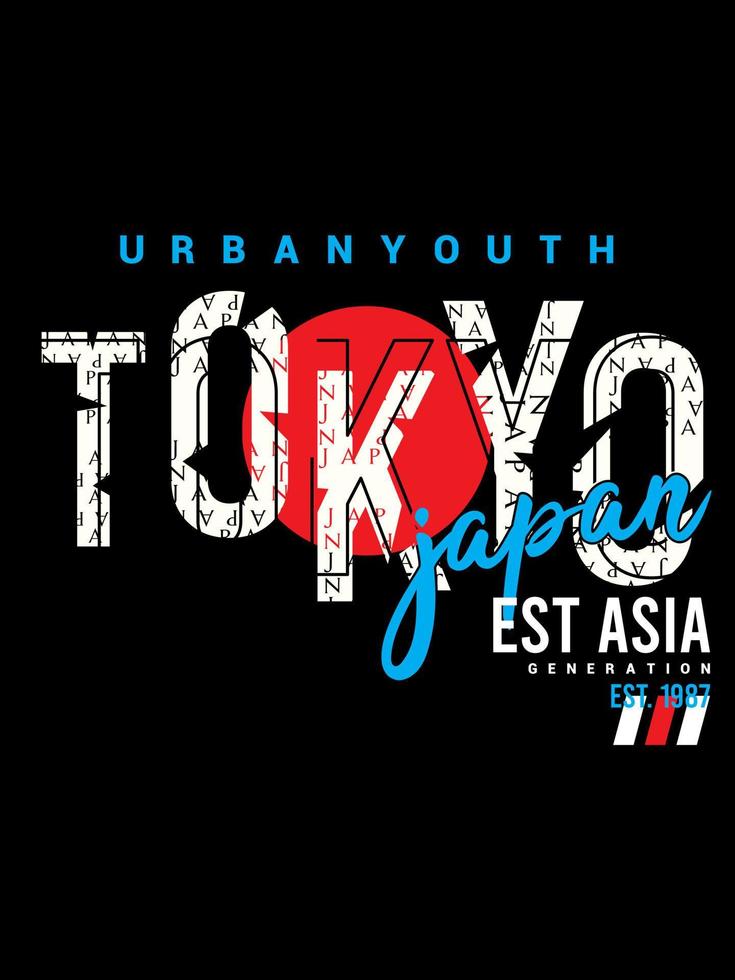 Tokyo japan est Asia typography t-shirt design. vector