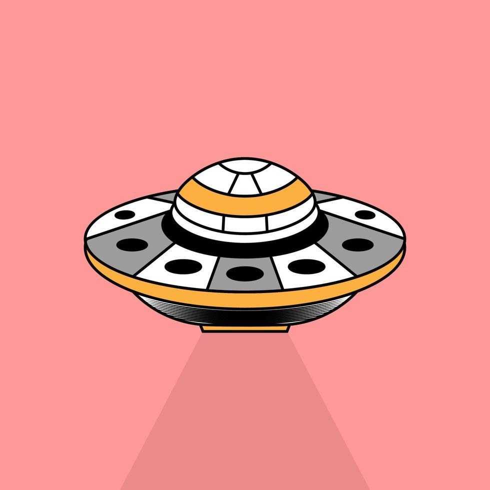 Illustration of flying UFO on a bright background vector