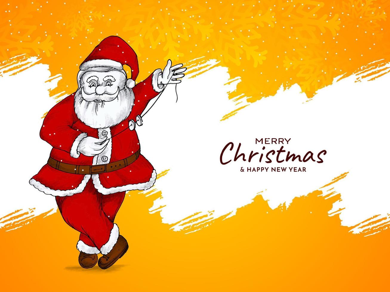 Merry Christmas festival bright yellow background with santa claus vector