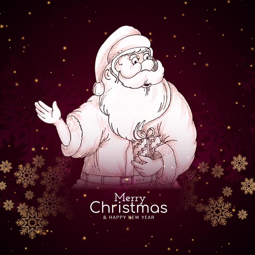 Amazing Merry Christmas festival greeting decorative background with santa claus vector