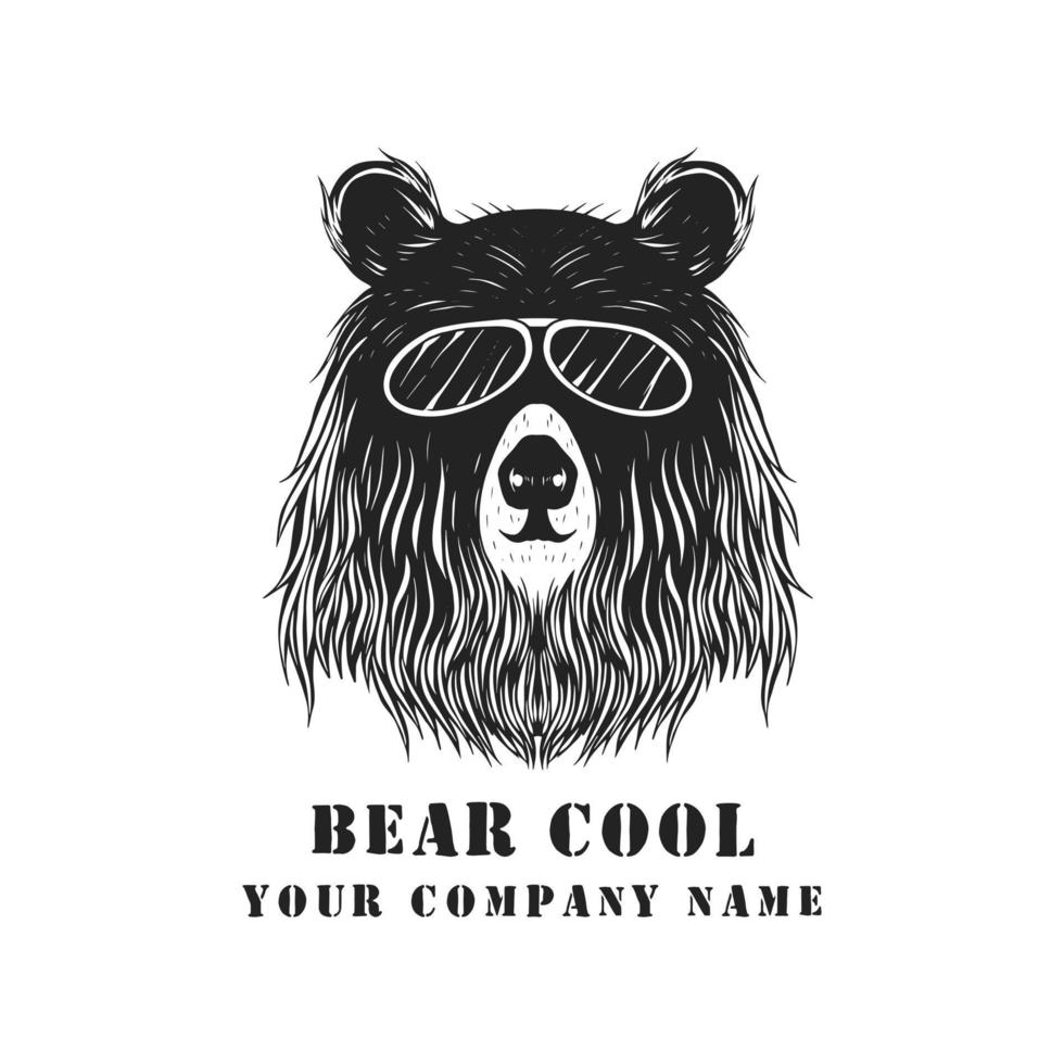 cool bear logo vintage vector