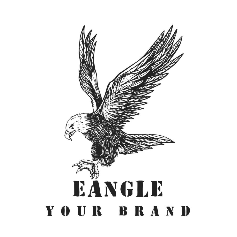 logotipo vintage de águila dibujada a mano vector