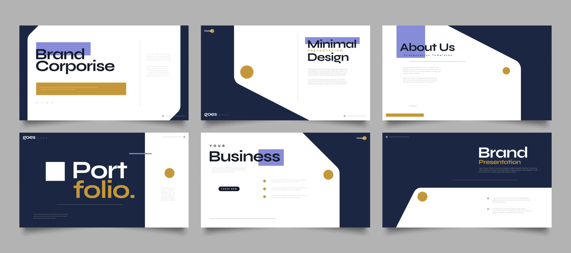 Modern and Minimalist Presentation Templates Set Use for Presentation
