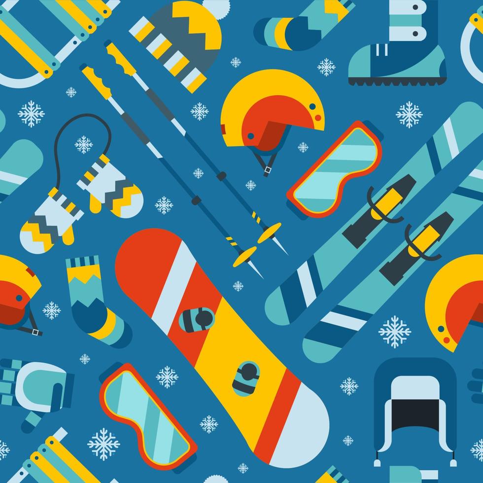 Winter Sports and Activity Seamless Pattern Background vector