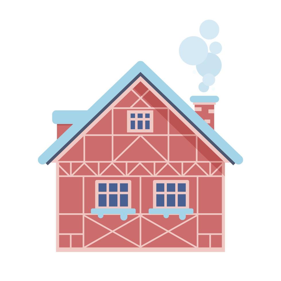 Winter Rural House with Chimney vector