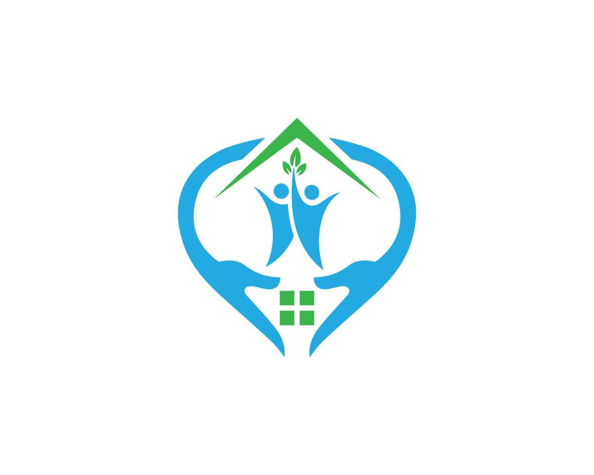 House Care And Happy Family House Logo Design With Love Symbol Vector Template.