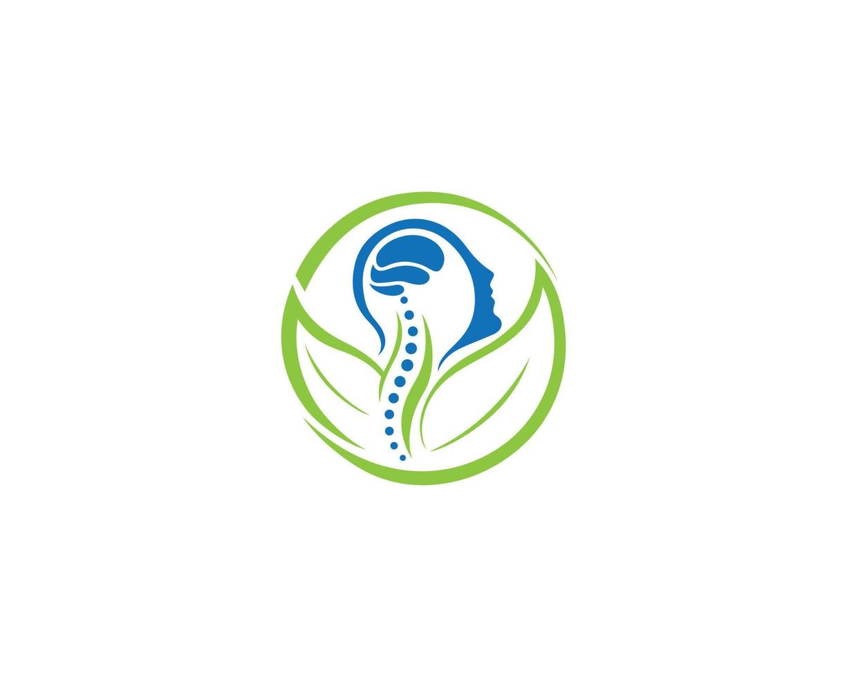 Human Brain Health Nature Head Logo Design Leaves Vector Symbol Silhouette illustration.