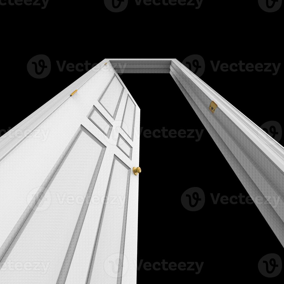 open isolated white door closed 3d illustration rendering photo