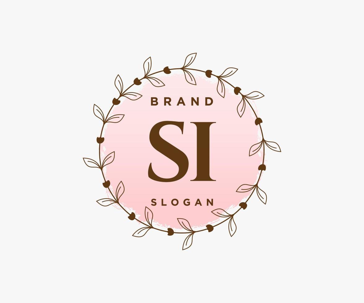 Initial SI feminine logo. Usable for Nature, Salon, Spa, Cosmetic and Beauty Logos. Flat Vector Logo Design Template Element.