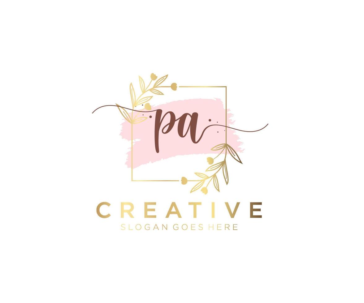 Initial PA feminine logo. Usable for Nature, Salon, Spa, Cosmetic and Beauty Logos. Flat Vector Logo Design Template Element.