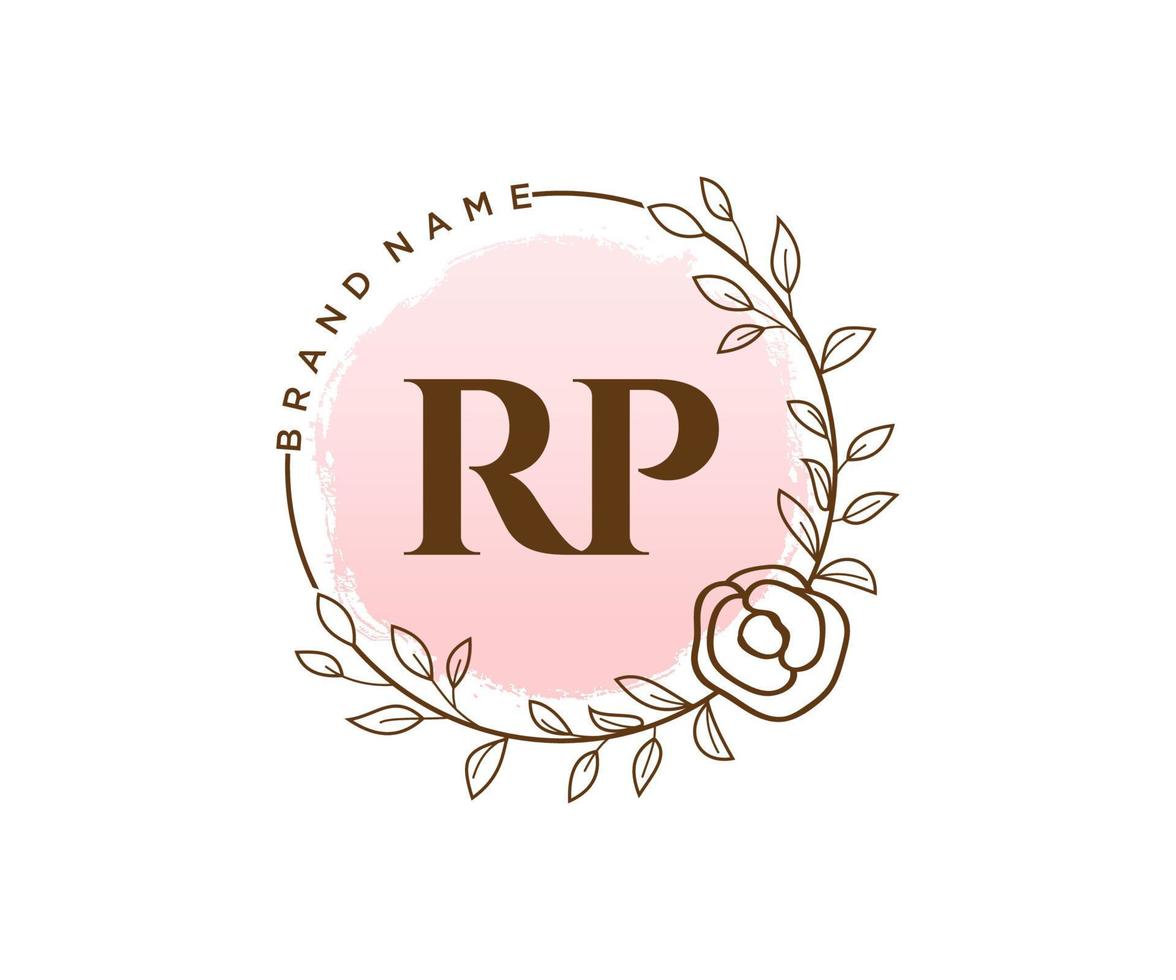 Initial RP feminine logo. Usable for Nature, Salon, Spa, Cosmetic and Beauty Logos. Flat Vector Logo Design Template Element.